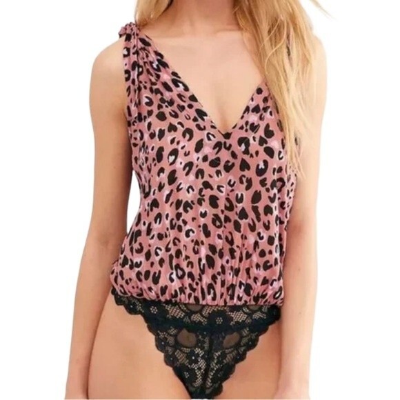 Free People Tops - Free People Intimately Bare It All Rose Combo Lace Detail Bodysuit